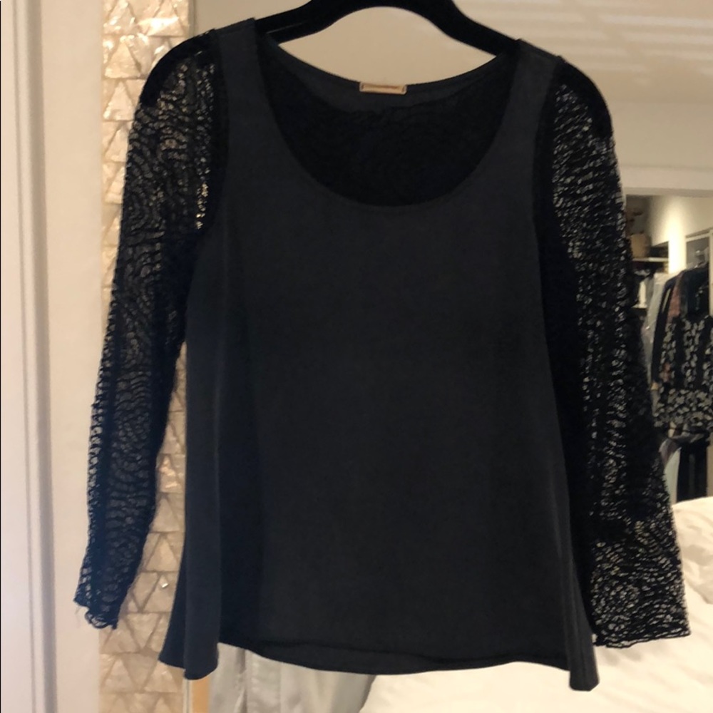 Loeffler Randal lace detail silk top